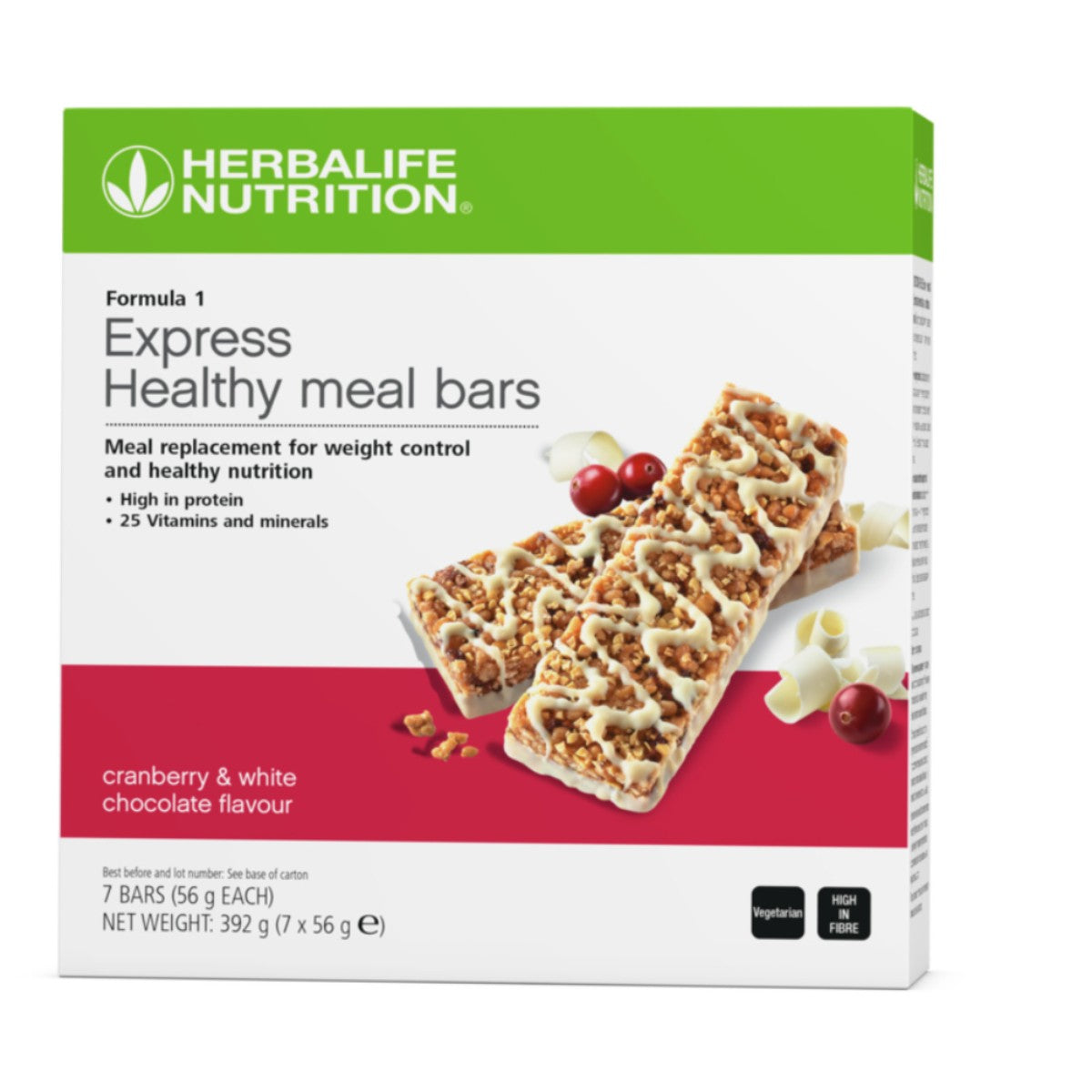 Herbalife Formula 1 Express Healthy Meal Bars – Cranberry & White Chocolate (7 bars)